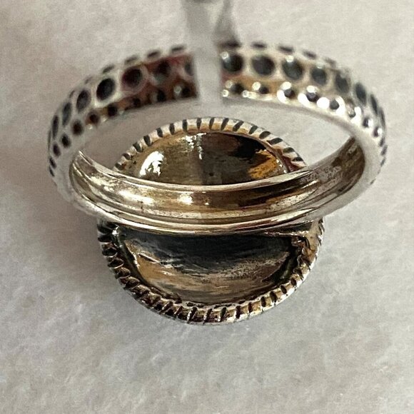 Signed D'Joy Sterling Silver 925 Round Hammered Disc Textured Band Ring Sz 8.75 - Picture 8 of 16